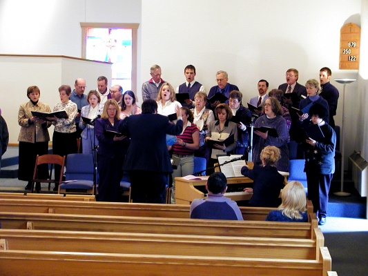 Choir singing during the signing of the Covenant